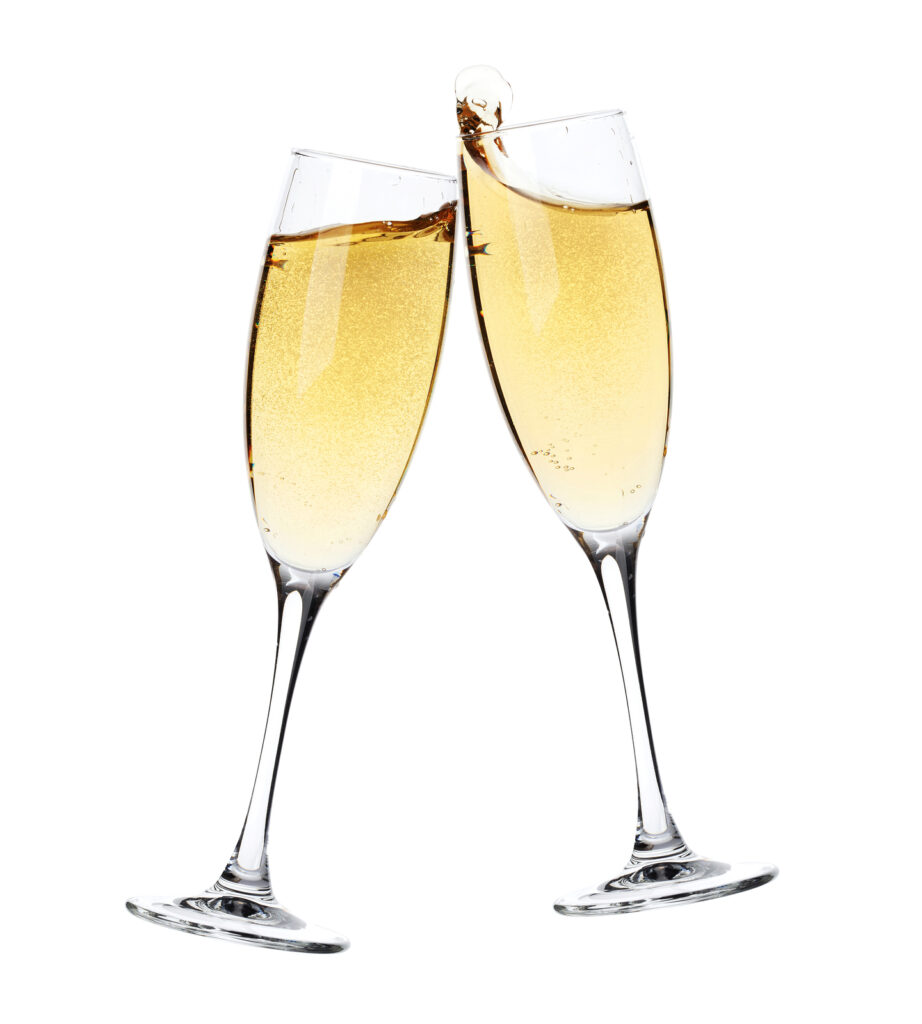 Champagneglas der symboliserer fest på Sonnerupgaard Gods