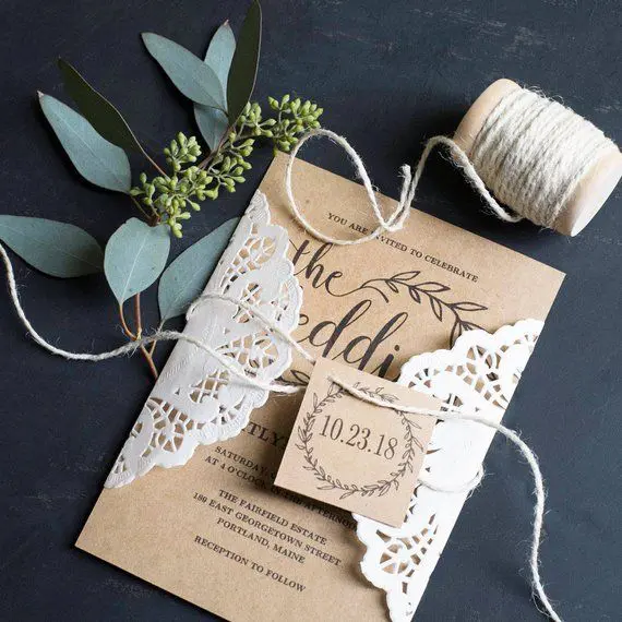 Bryllupsinvitationer: Den ultimative guide 6 Vintage Wedding Invitation Template Rustic Wedding invitation Set Printable Wedding Invitation Kraft Invitation Set Editable Text VW01
