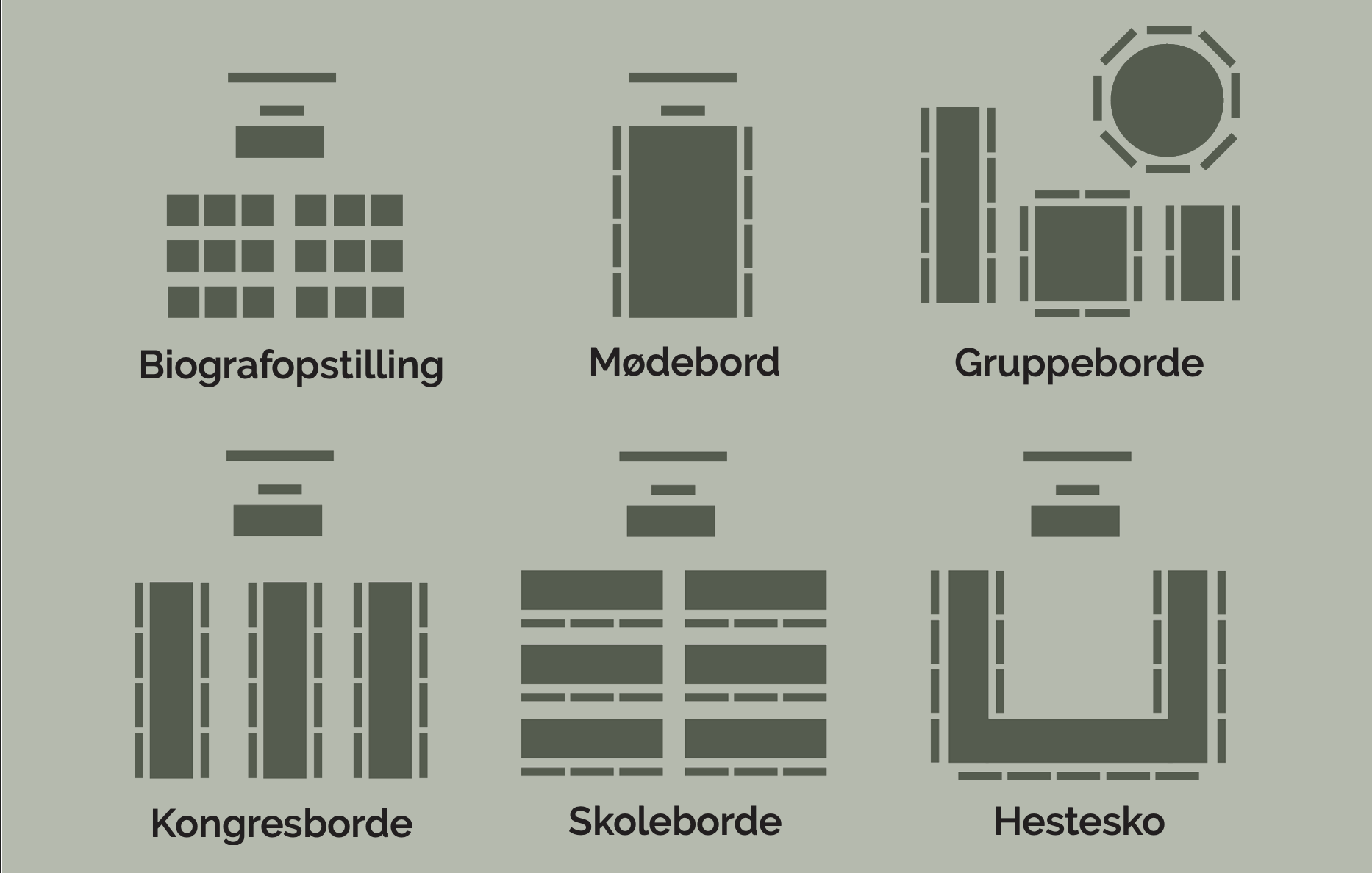Hvilken bordopstilling skal du vælge til dit erhvervsarrangement? 1 bordopstilling moeder