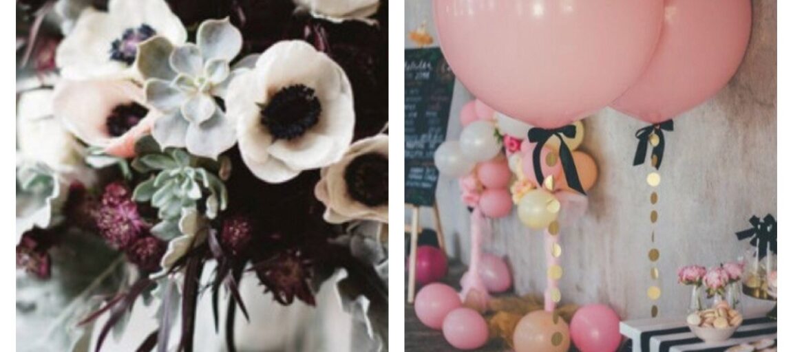 Blomster og ballonpynt til barnedåb