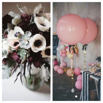 Blomster og ballonpynt til barnedåb
