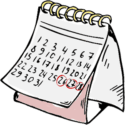 Illustration af kalender med cirkler om datoer